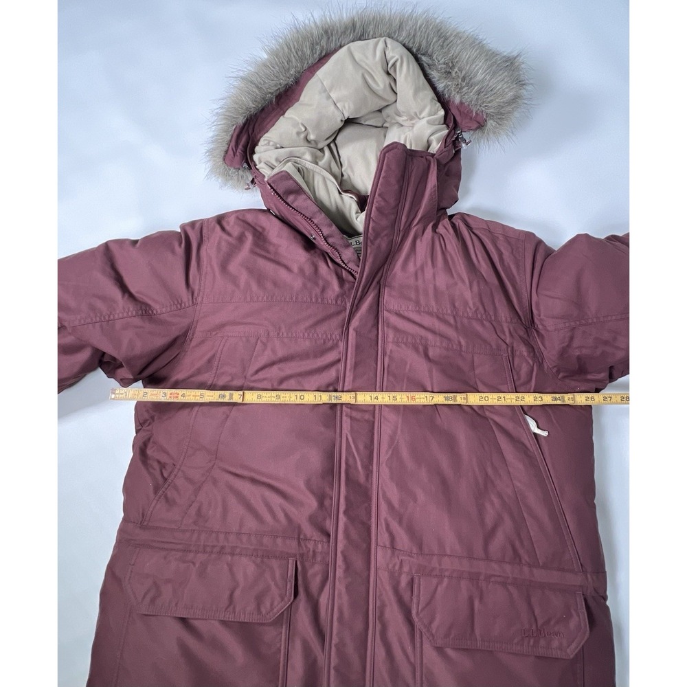 LL Bean Mens Parka Coat Jacket L Maroon Goose Down Faux Fur Hooded Gore-Tex EUC - Picture 11 of 16
